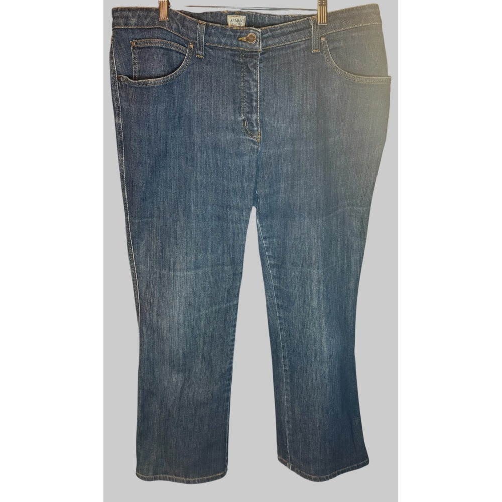 Armani Collezioni Womens Straight Leg Dark Wash Jeans Sz 16 Italy Made 36x27 Y2K